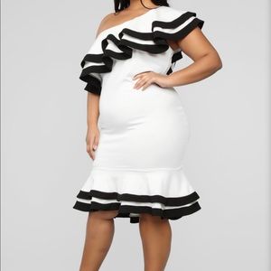 Black and white midi dress